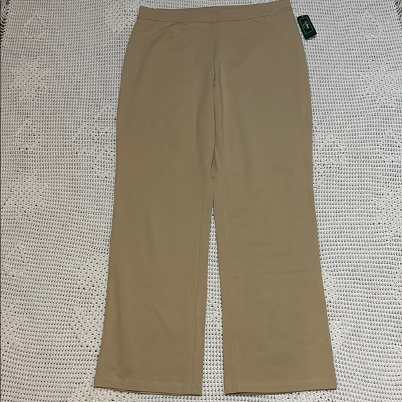 LL Bean Pants Beige Wide Leg Knit Elastic Waist Pull On size M - Picture 1 of 10